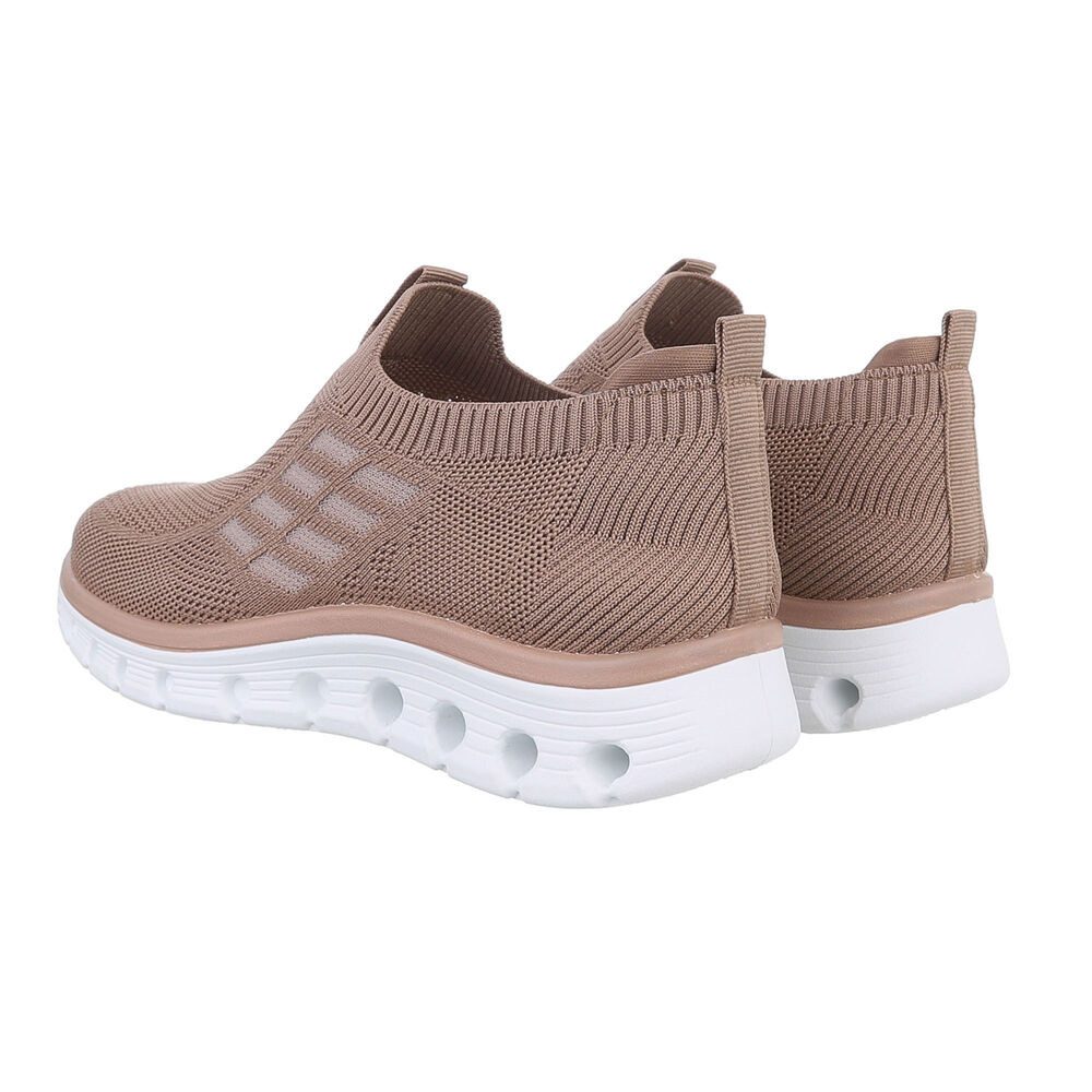 Ital-Design Damen Low-Top Freizeit Sneaker (86188304) Flach Sneakers Low in Hellbraun