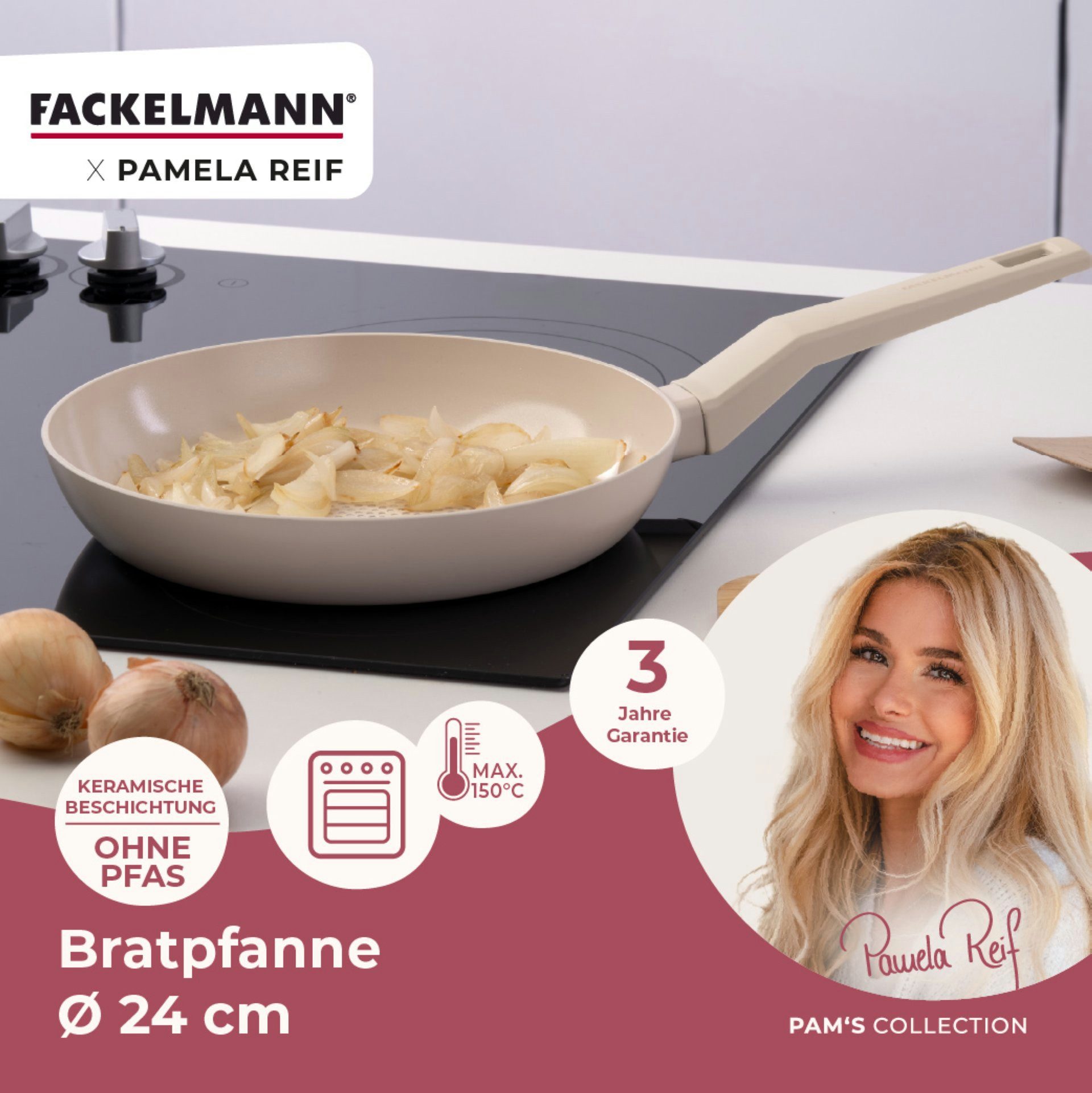 FACKELMANN Bratpfanne Shell Pfanne, Keramikbeschichtete Kochpfanne