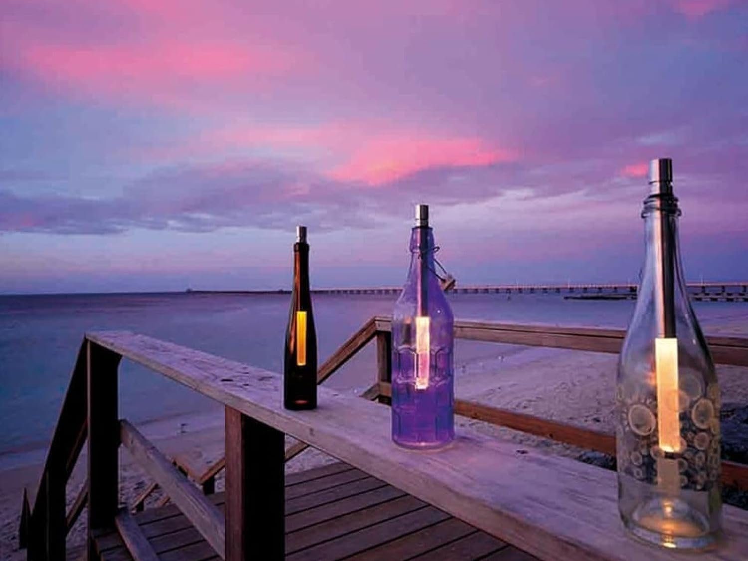 LK Trend & Style Dekolicht in Standard Sektflaschen warmweiß+kaltweiß LED, passt Wein- Geschenk! Doppelpack Das individuelle bottlelight kaltweiß, warmweiß, Flaschen im alle