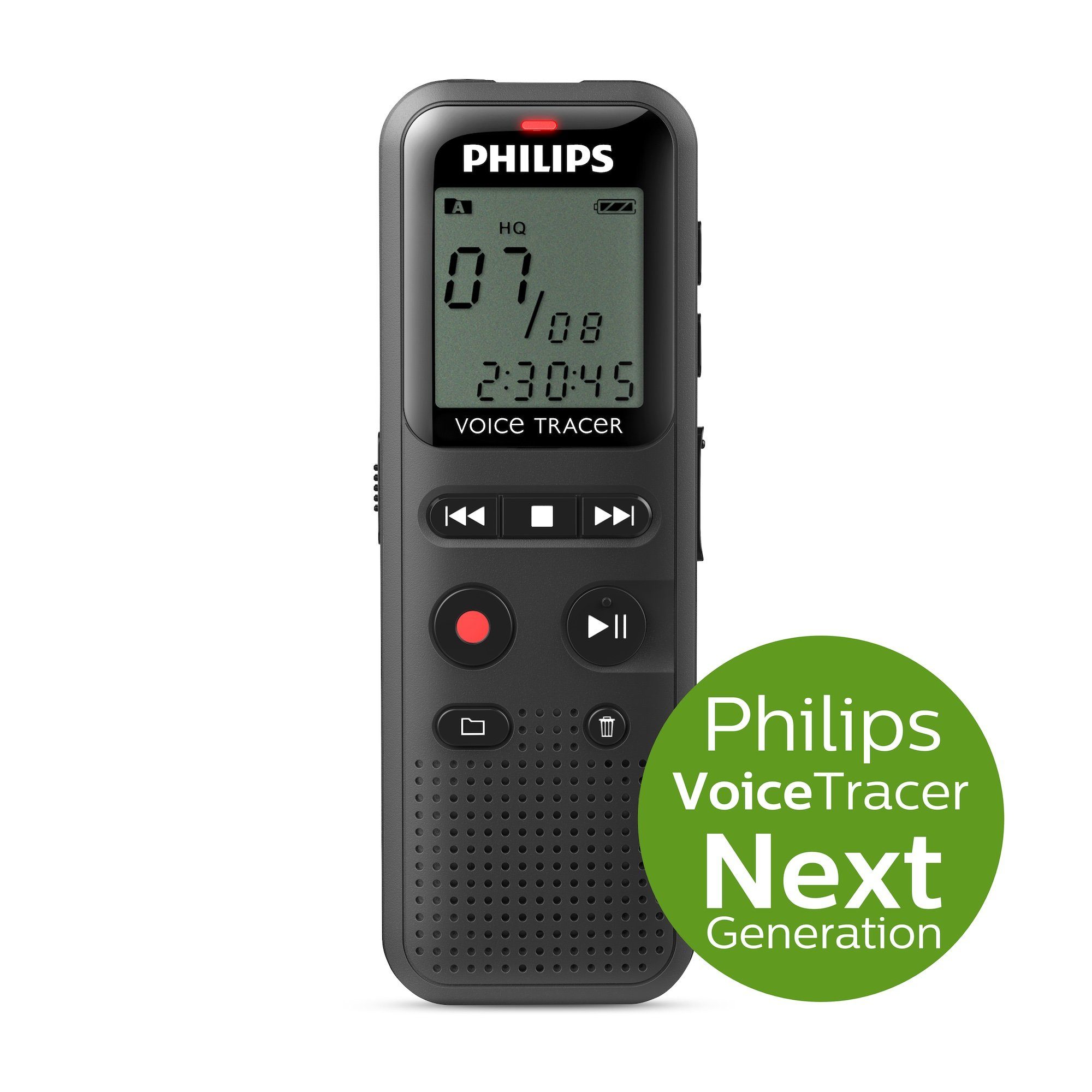 Philips DVT1160 VoiceTracer Digitales Diktiergerät (One-Touch-Aufnahme, 8GB)