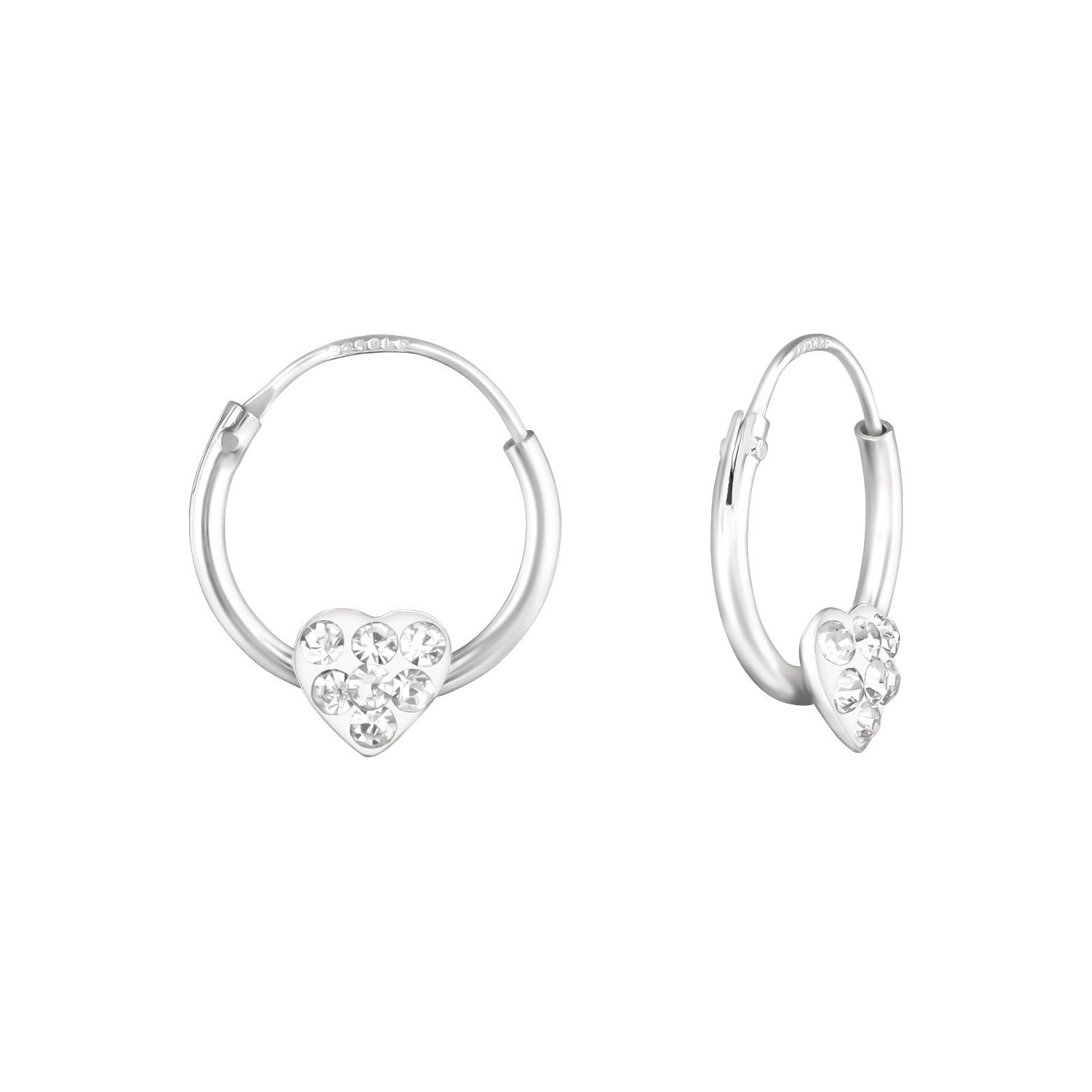 Creolen-Set Creolen Herz mit Kristallen aus .925 Silber Damen