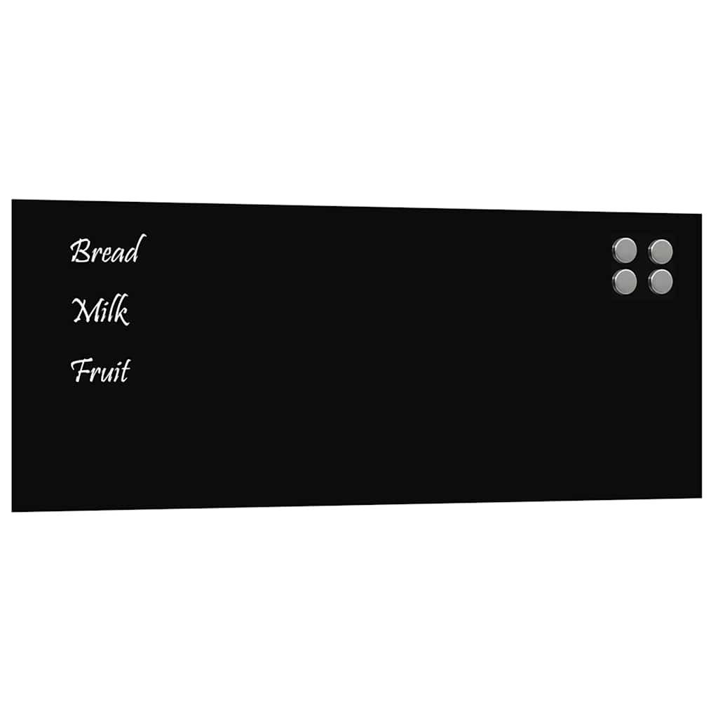 Magnettafel Magnettafel Wandmontage Schwarz 100x40 cm Hartglas