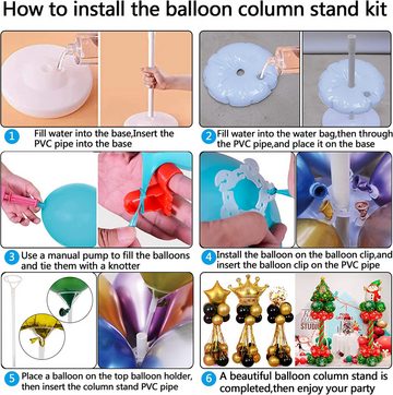 Cbei Luftballon Ballonsäulen Ballonsäulenständer Kit Basis 2 Stück mit Luftballons