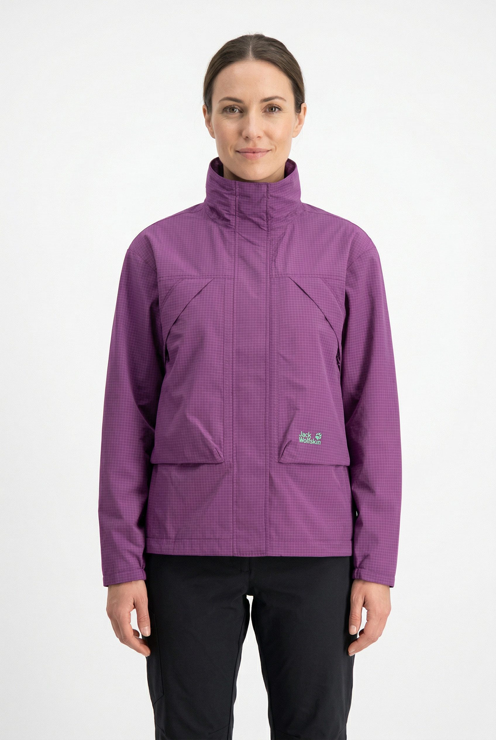 Jack Wolfskin FIND THE WILD JKT W winddicht, atmungsaktiv, Übergangsjacke, hoher Stehkragen