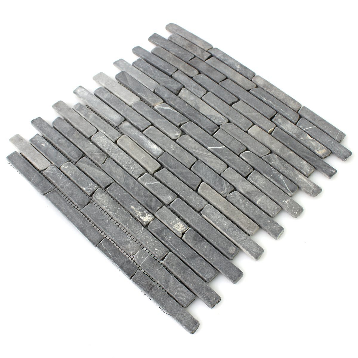 Mosafil Mosaikfliesen Naturstein Marmor Mosaikfliesen Bali Brick, Naturstein-Marmor 30.500x30.500, schwarz, Verlegefertig auf ein Netz geklebt - Frostsicher - Wasserfest -