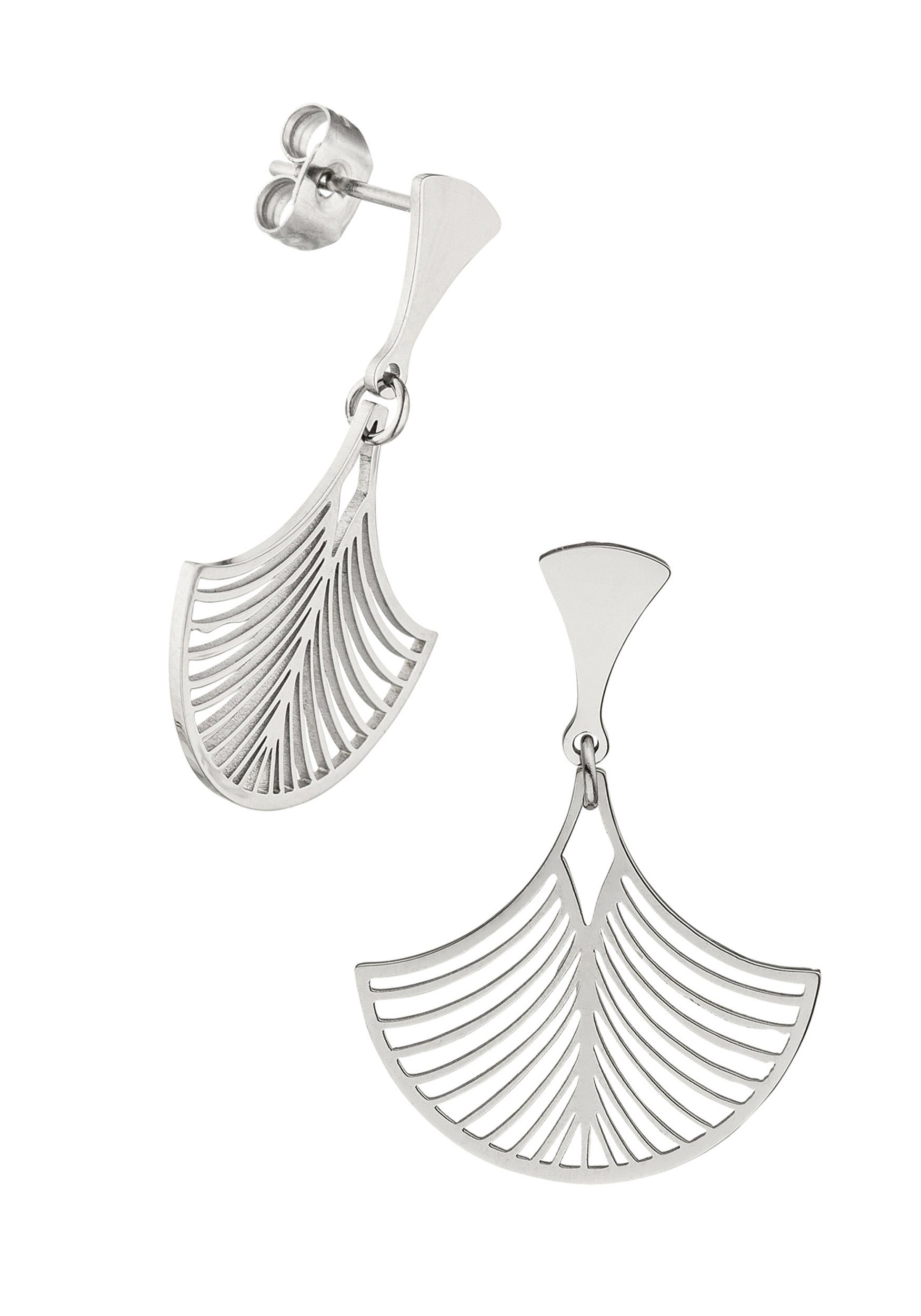 Damen Schmuck JOBO Paar Ohrhänger Fächer-Ohrringe, aus Edelstahl