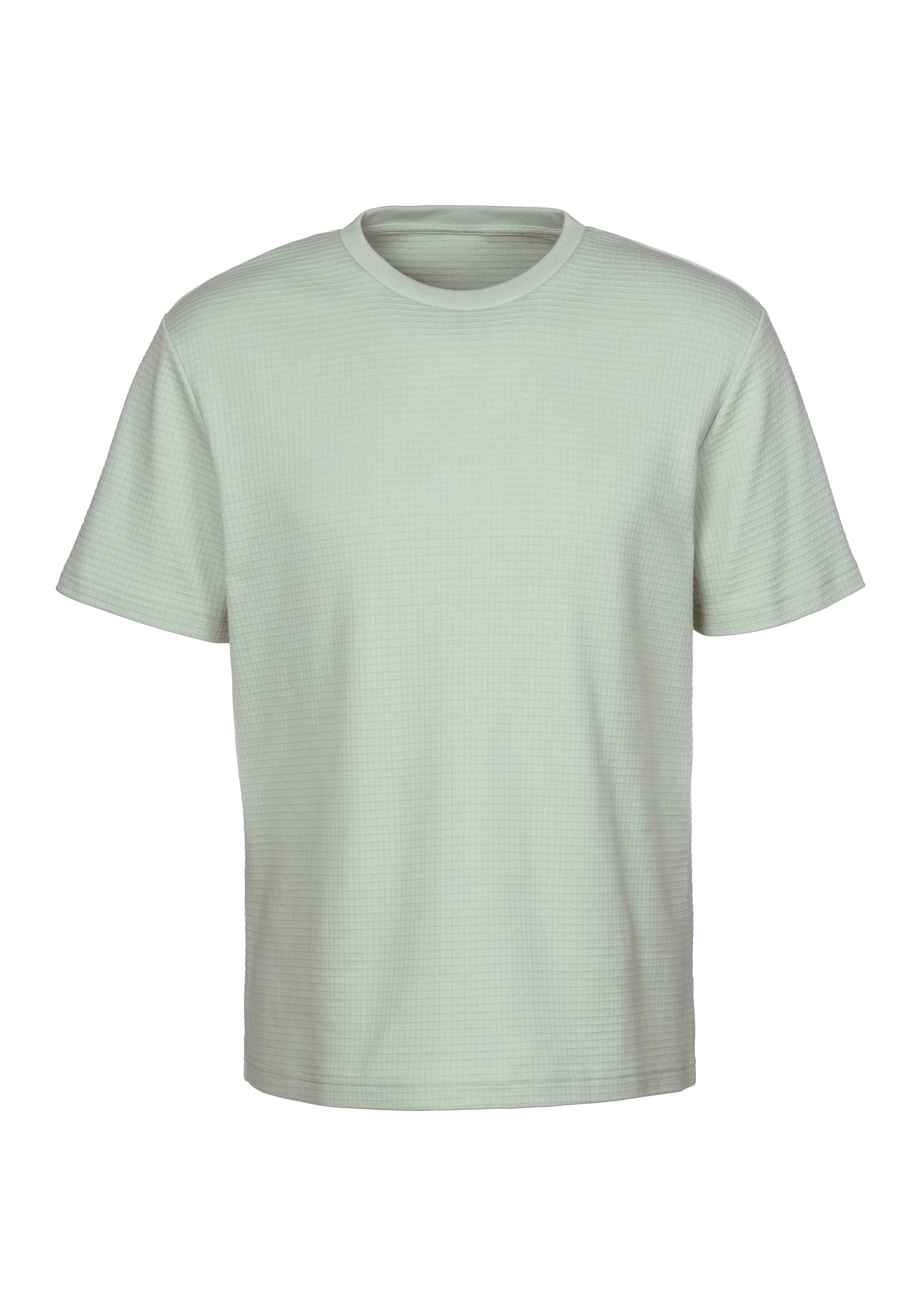 John Devin T-Shirt Rundhalsshirt mit Struktur aus Baumwoll-Mix