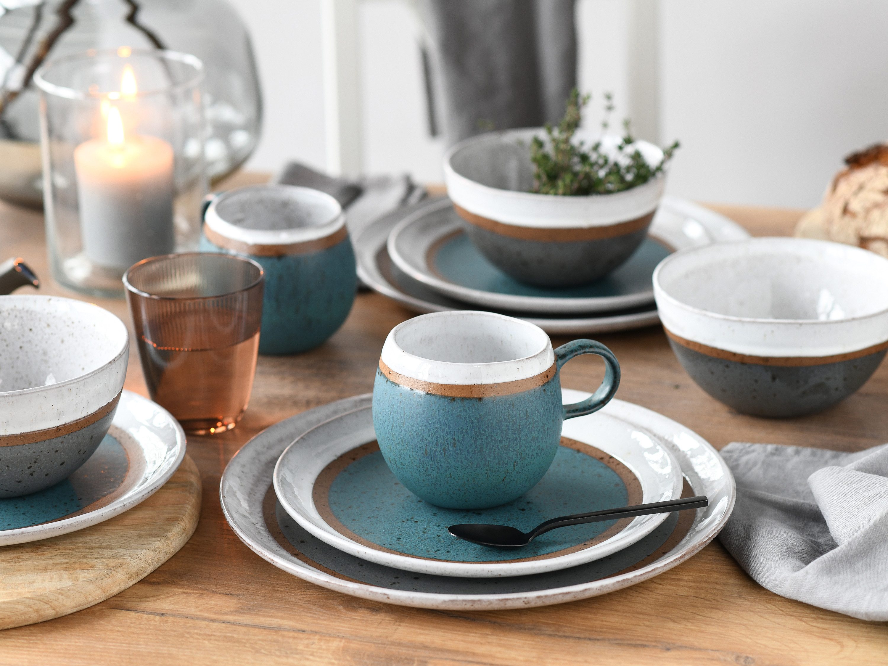 creaTable Kombiservice Fjord Bunt (16-tlg), 4 Personen, Steinzeug – Bild 3 von 5