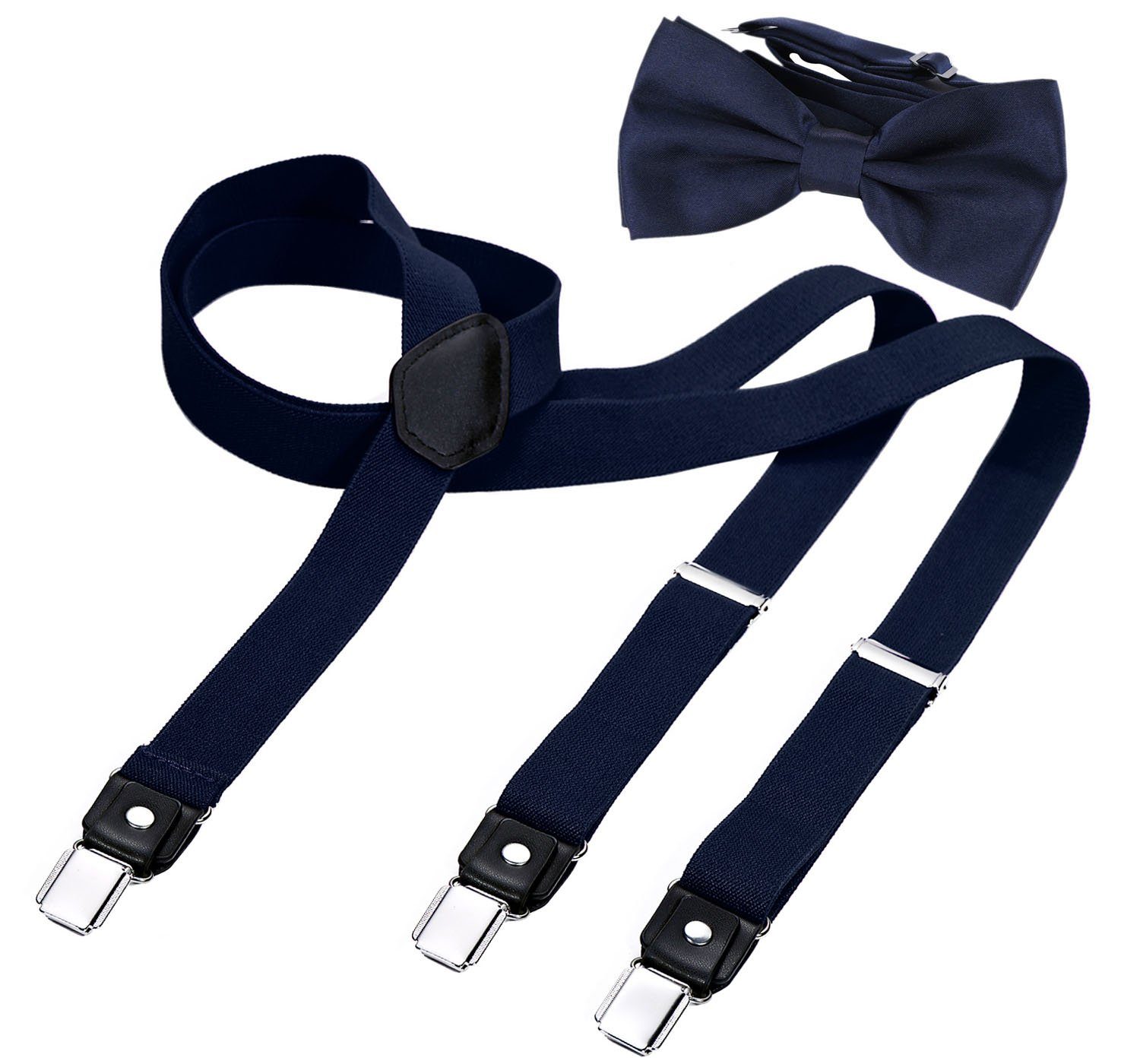 DonDon Hosenträger 2,5 cm breit (2er Set, 2-St) 2er Set, schmaler Hosenträger Y-Form, farblich passende Fliege