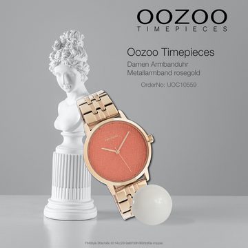 OOZOO Quarzuhr Oozoo Unisex Armbanduhr Timepieces Analog, Damen, Herrenuhr rund, mittel (36mm) Metallarmband rosegold, Fashion