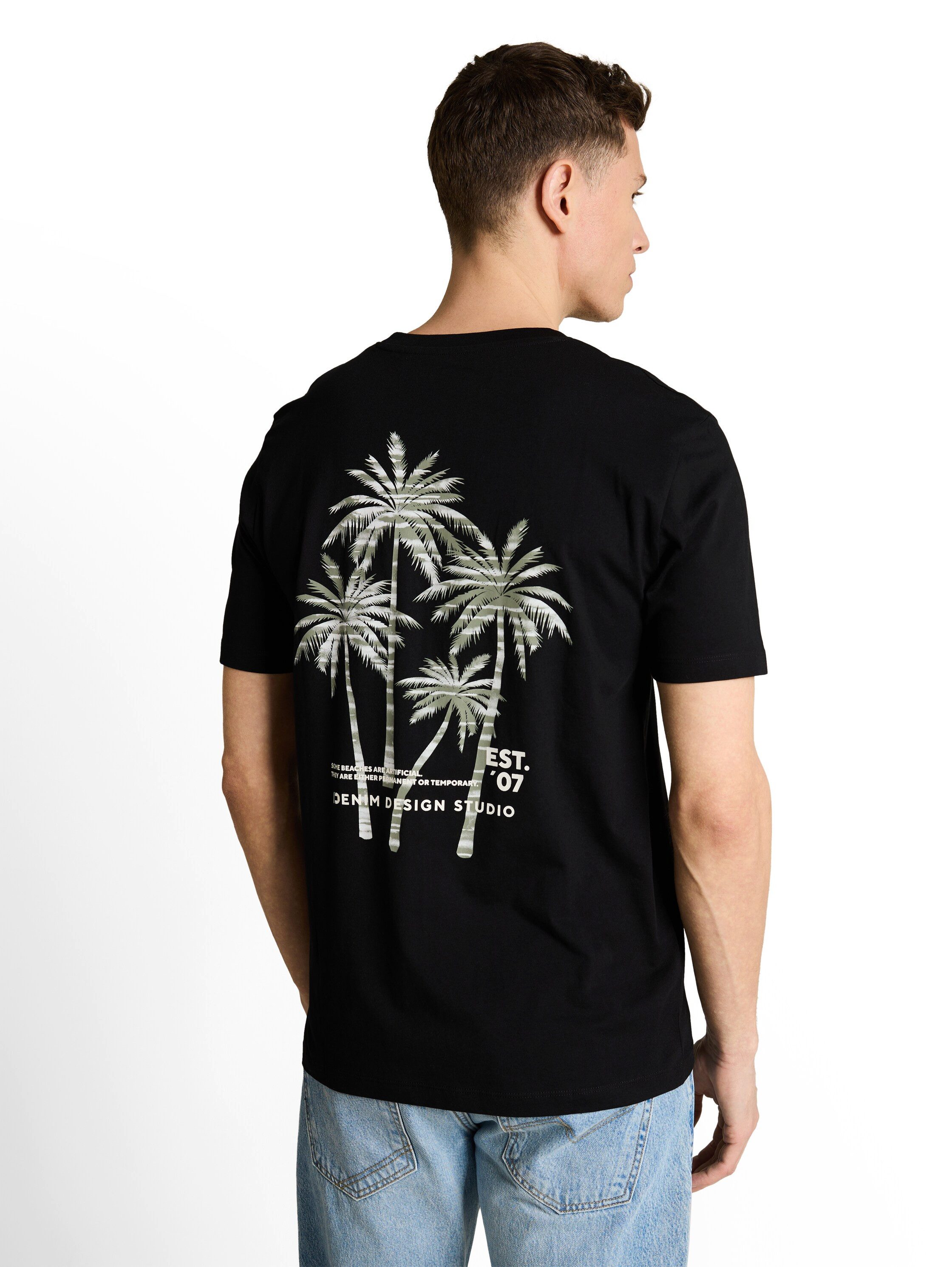 TOM TAILOR Denim Kurzarmshirt mit großem Rückenprint – Bild 2 von 5