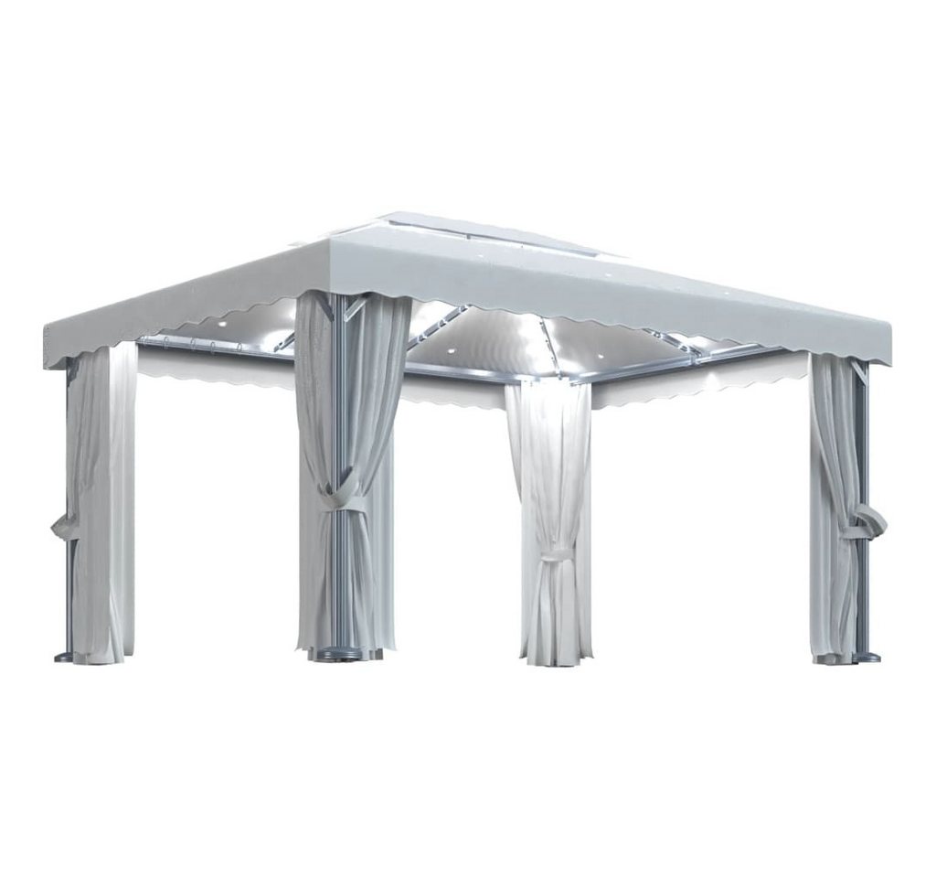 Thumbnail - vidaXL Pavillon, Pavillon mit Vorhängen & LED-Lichterketten 4x3 m Cremeweiß