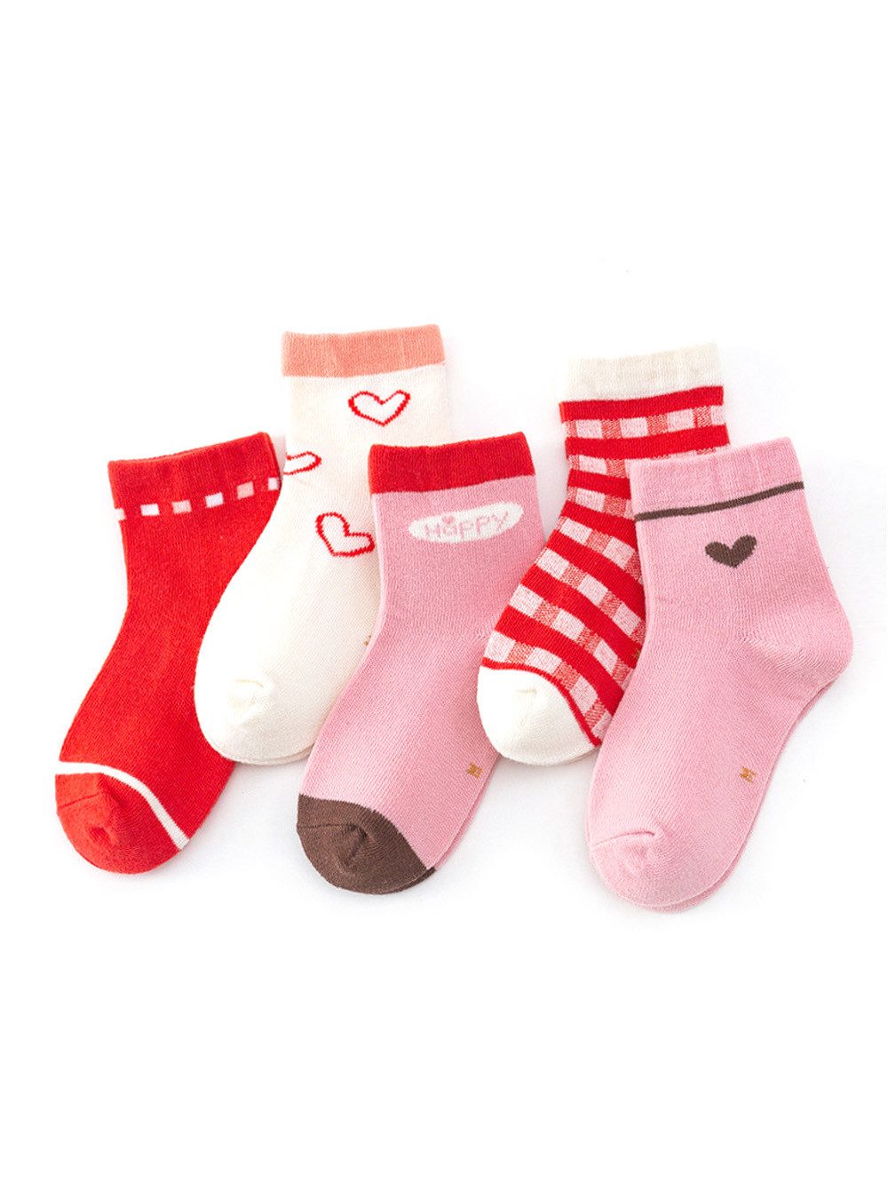 axy Langsocken axy Kinder Socken 5 Paar Multipack Mädchen Kindersocken (5er Pack) Geschenke Bunte Weich Kindersocken Herz