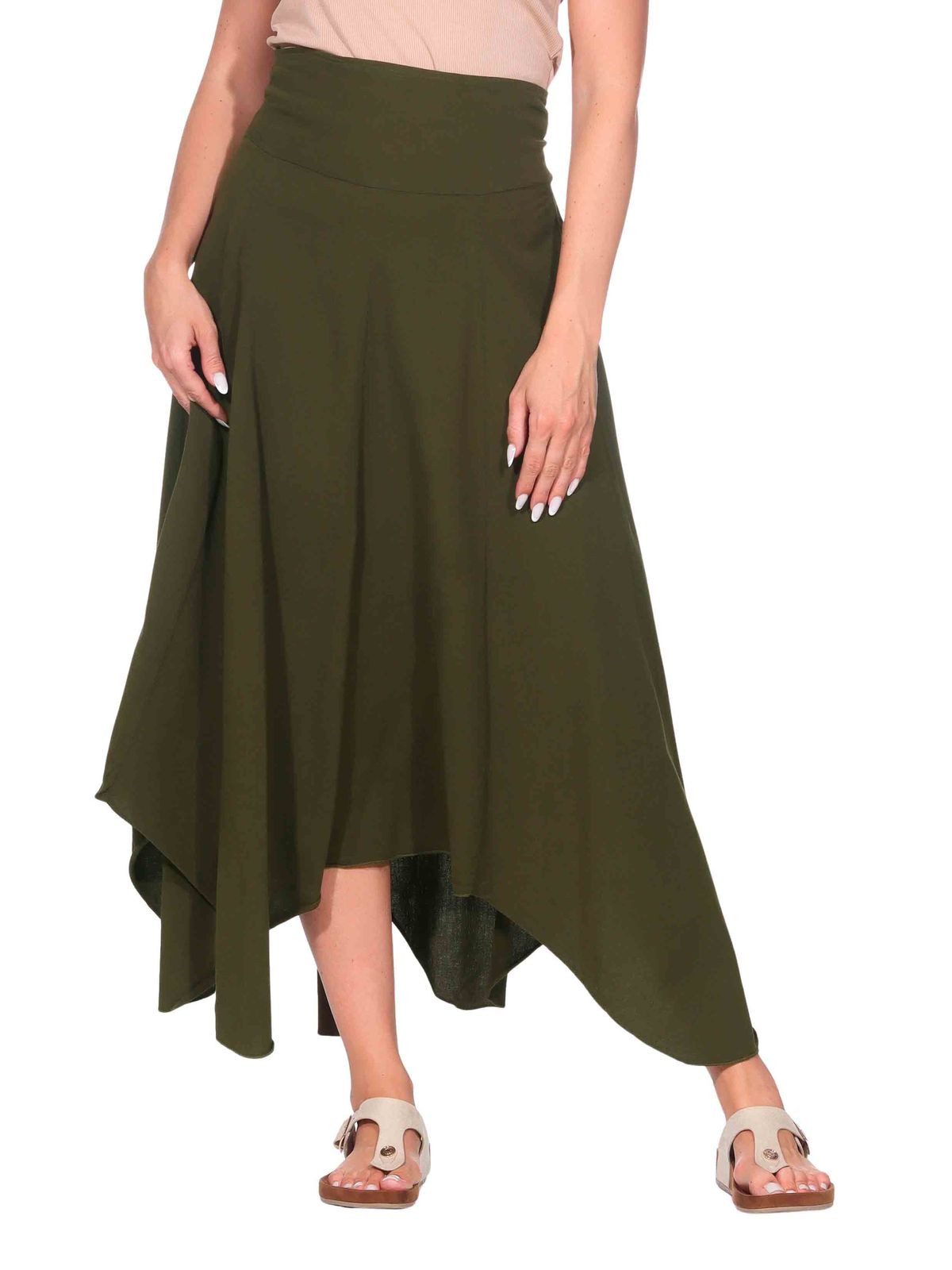 KUNST UND MAGIE Zipfelrock Zipfeliger Boho Maxirock Baumwolle Knöchellanger günstig online kaufen