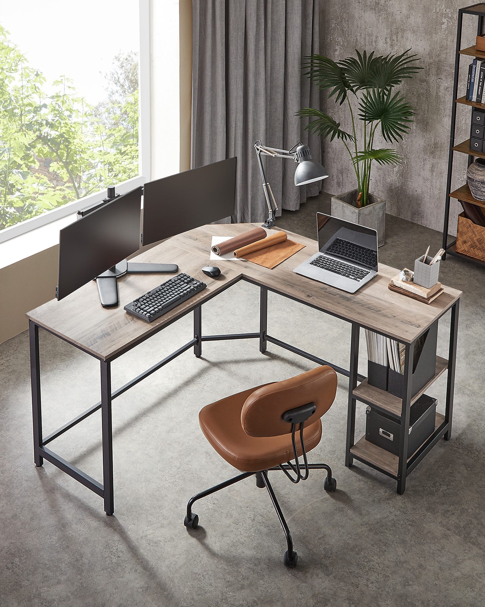 VASAGLE Schreibtisch Computertisch, 130/138 cm, L-förm günstig online kaufen