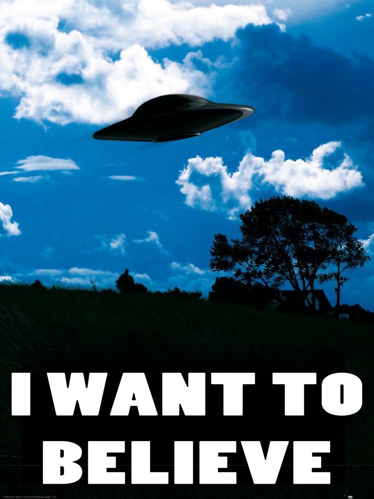 Poster UFOs Kunstdruck Bild - I Want To Believe (80 x 60 cm)