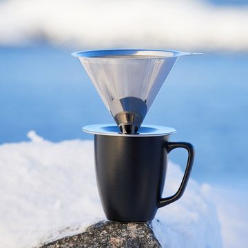 pandoo Kaffeebereiter Kaffeebereiter aus Edelstahl, Edelstahlfilter 1x4