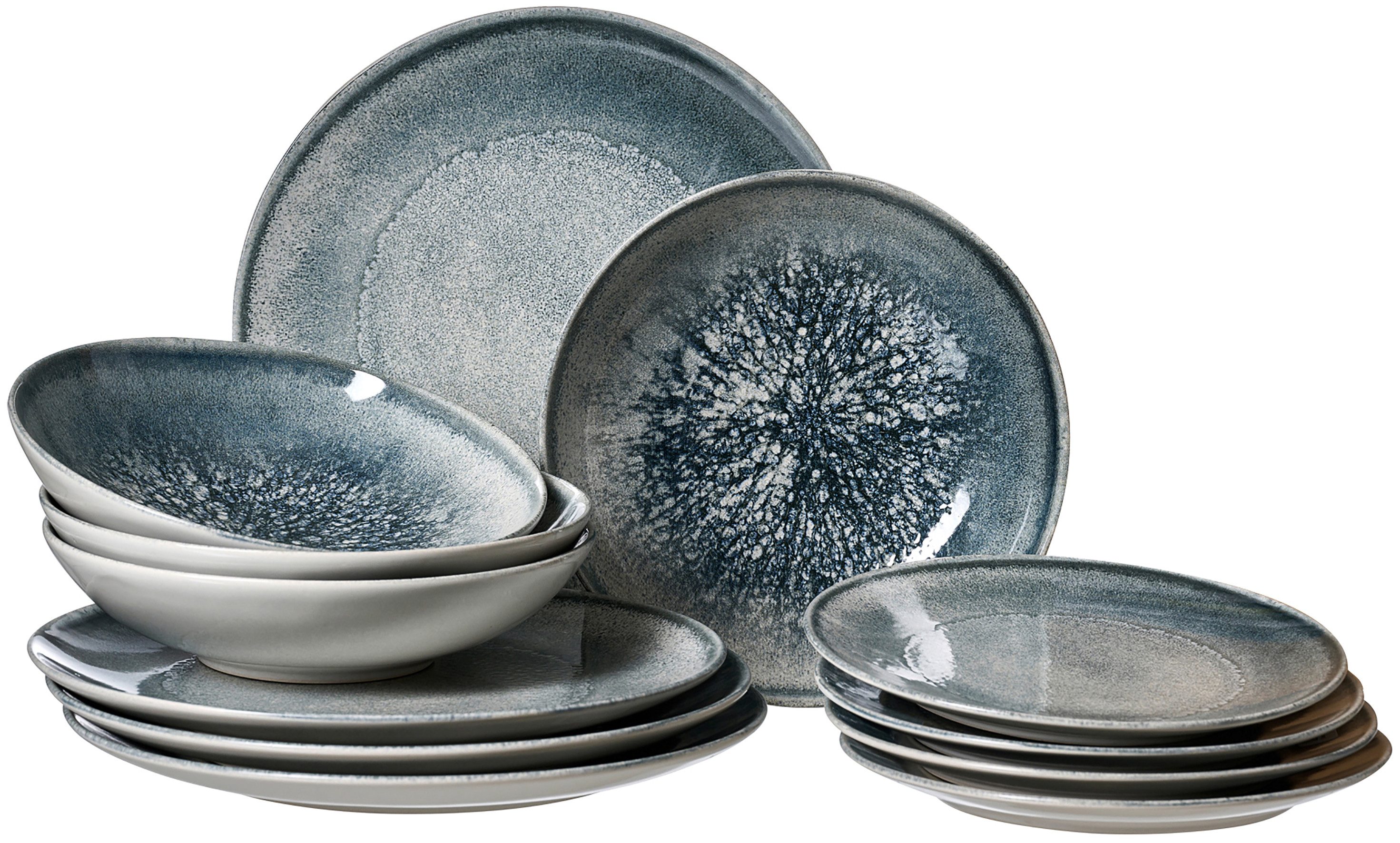 Ritzenhoff & Breker Teller-Set Grana (12-tlg), 4 Personen, Steinzeug