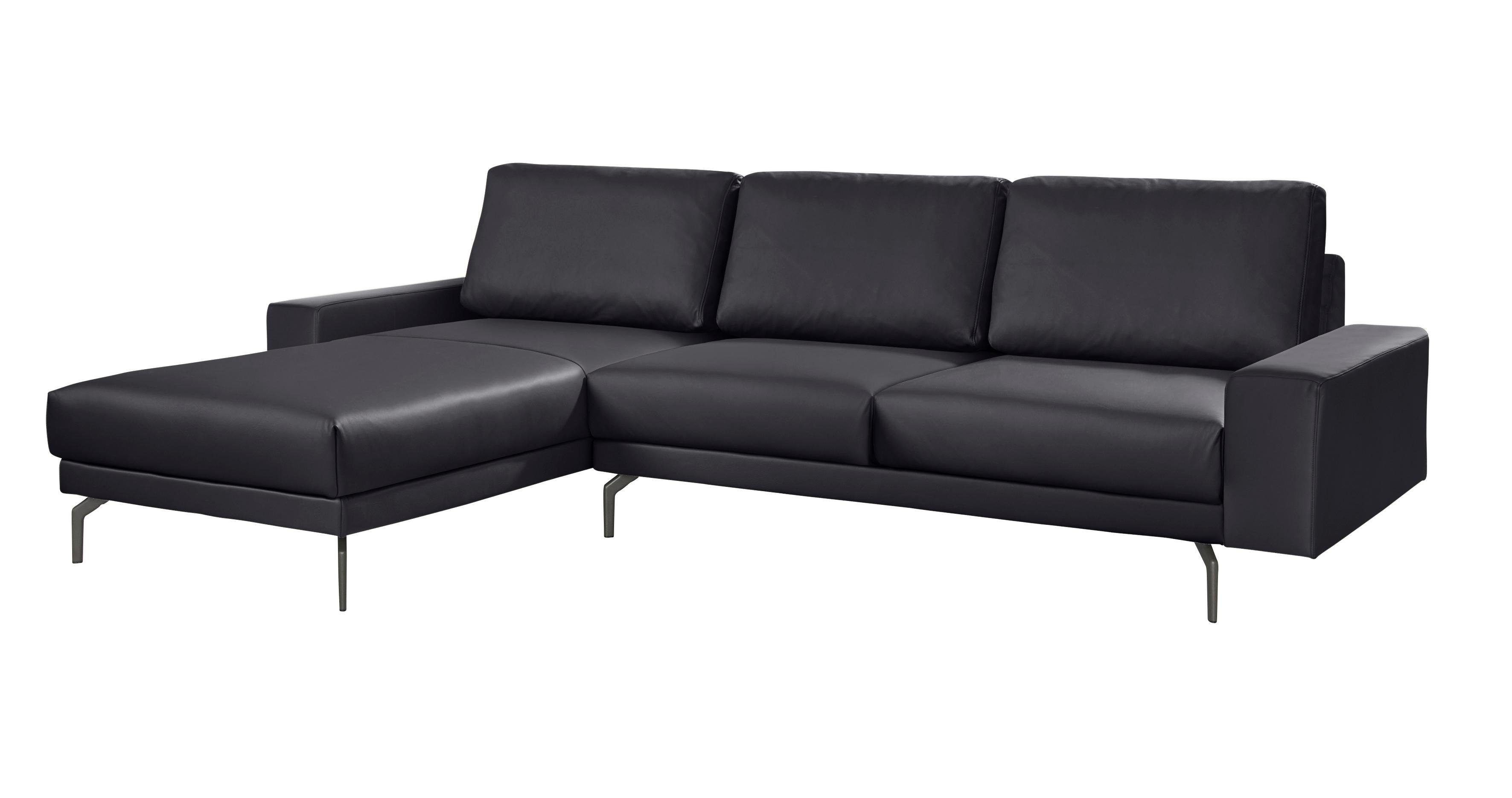 in sofa breit und hülsta umbragrau, niedrig, Ecksofa Alugussfüße cm 274 hs.450, Armlehne Breite
