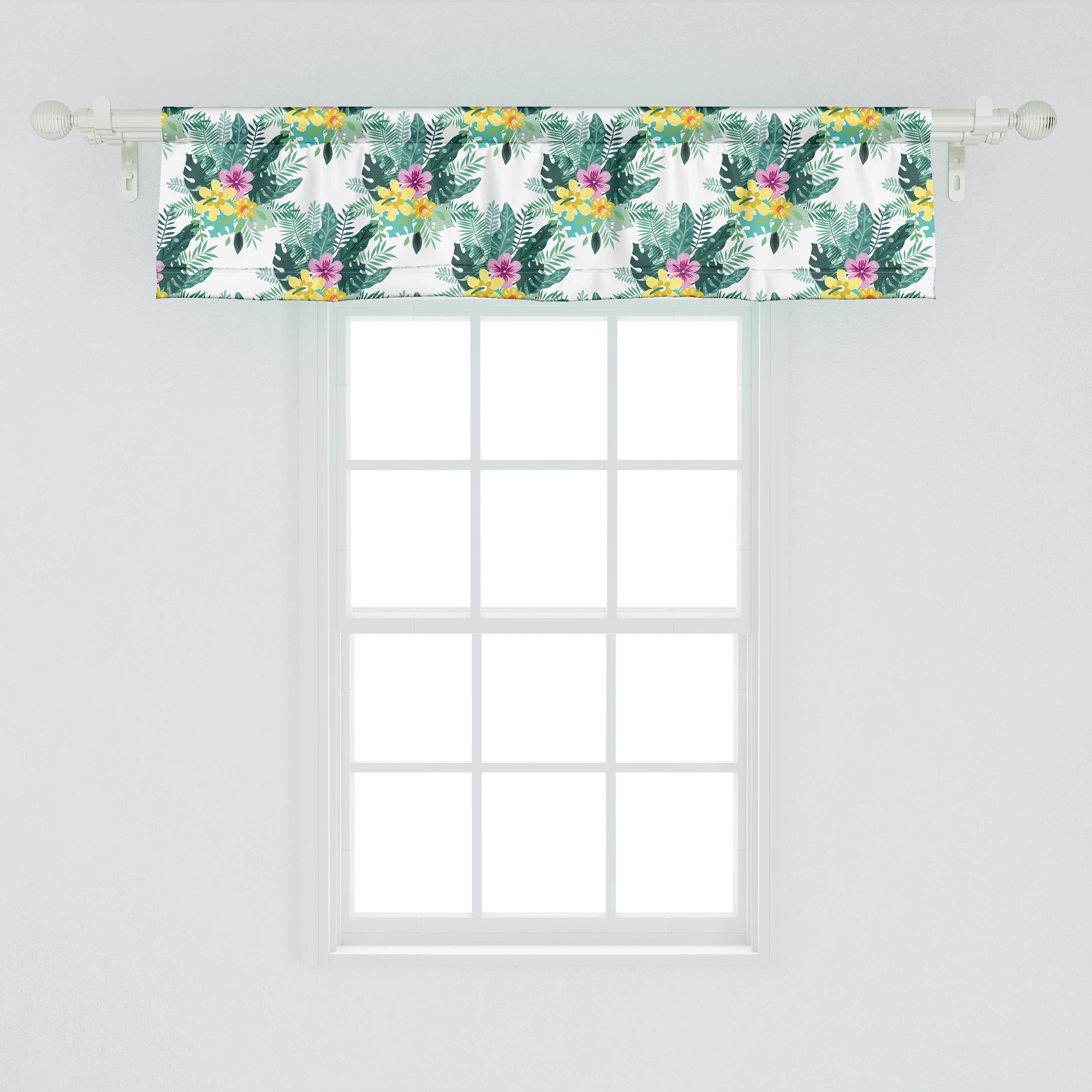 Dekor Scheibengardine Schlafzimmer für Volant Vorhang mit Abakuhaus, Bouquet Philodendron Fun Microfaser, Küche Stangentasche, Hawaii