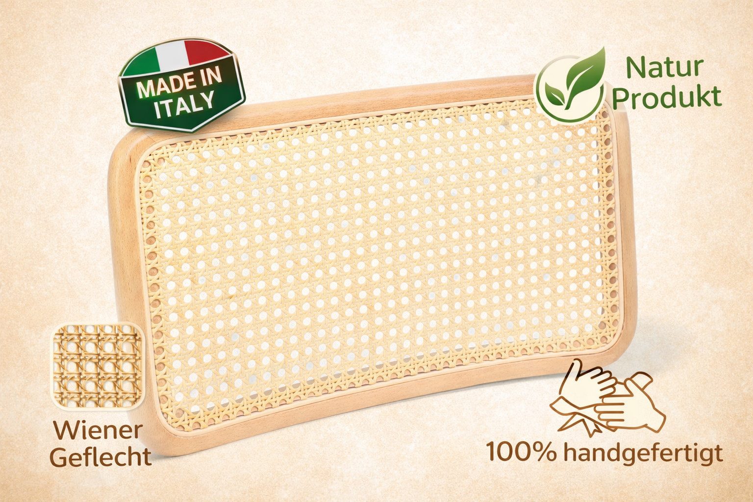 pemora Freischwinger Schwingstuhl Rückenlehne mit Wiener Geflecht