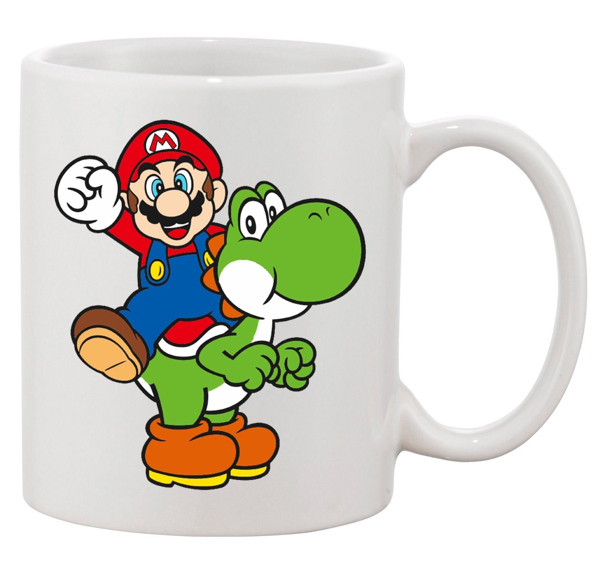 Blondie & Brownie Tasse Yoshi & Mario Nerd Spiele Konsole Super Nintendo Luigi, Keramik Weiss XXL (600ml)
