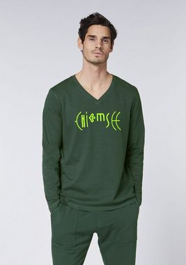 Chiemsee Longsleeve Langarmshirt mit Label-Schriftzug und V-Ausschnitt