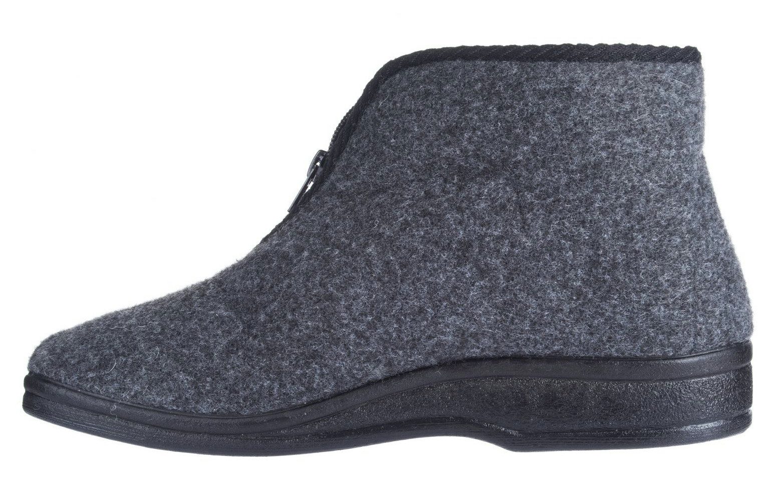 zelbut Herren Winter Filz Hausschuhe Schafwolle Hausstiefel Hüttenschuhe Reißverschluss