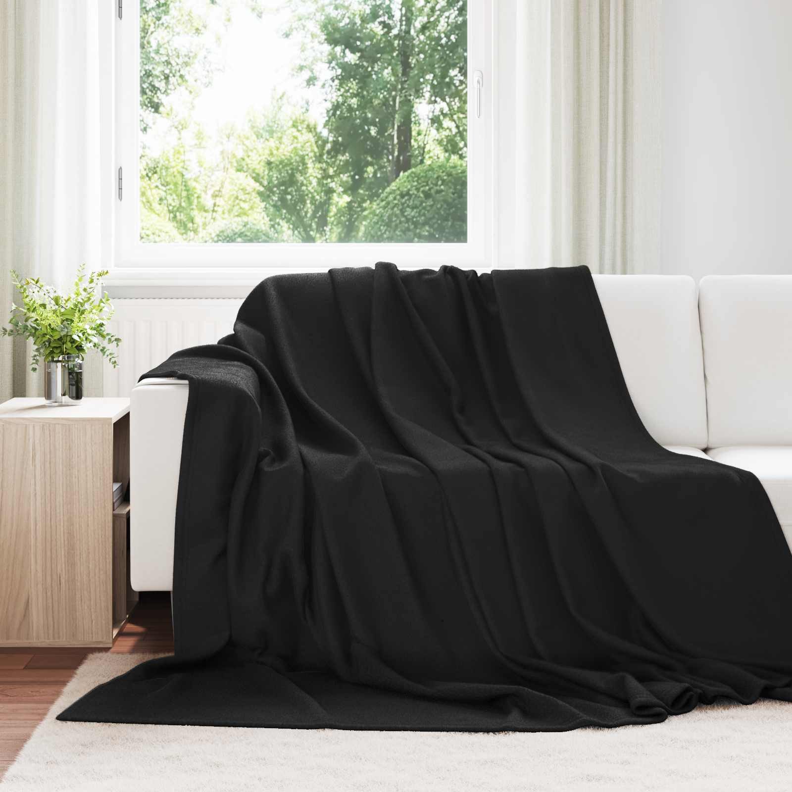vidaXL Bettüberwurf Wohndecke Schwarz 240 x 220 cm 0.74 kg Fleece
