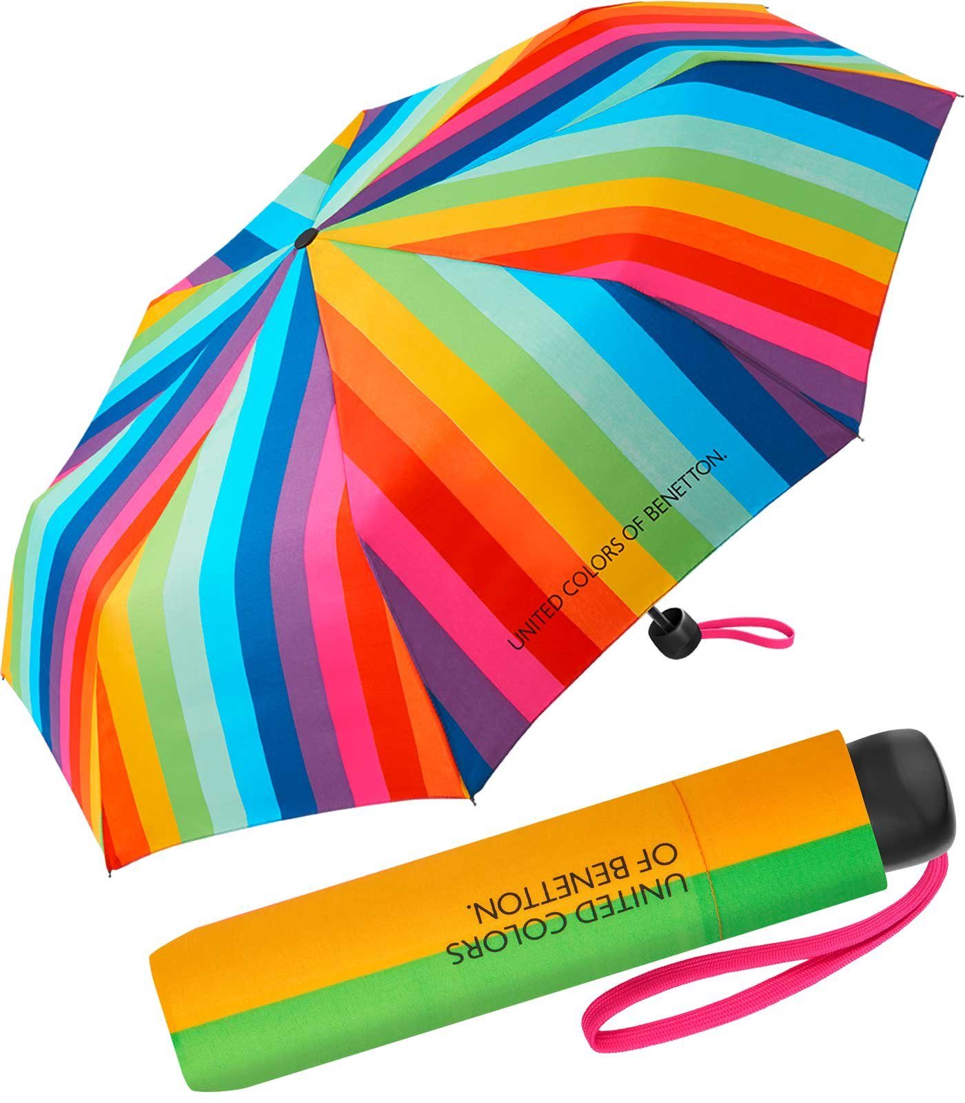 United Colors of Benetton Langregenschirm stabiler, manueller Taschenschirm mit Handöffner, mit buntem Streifen-Muster - Spectral Stripes