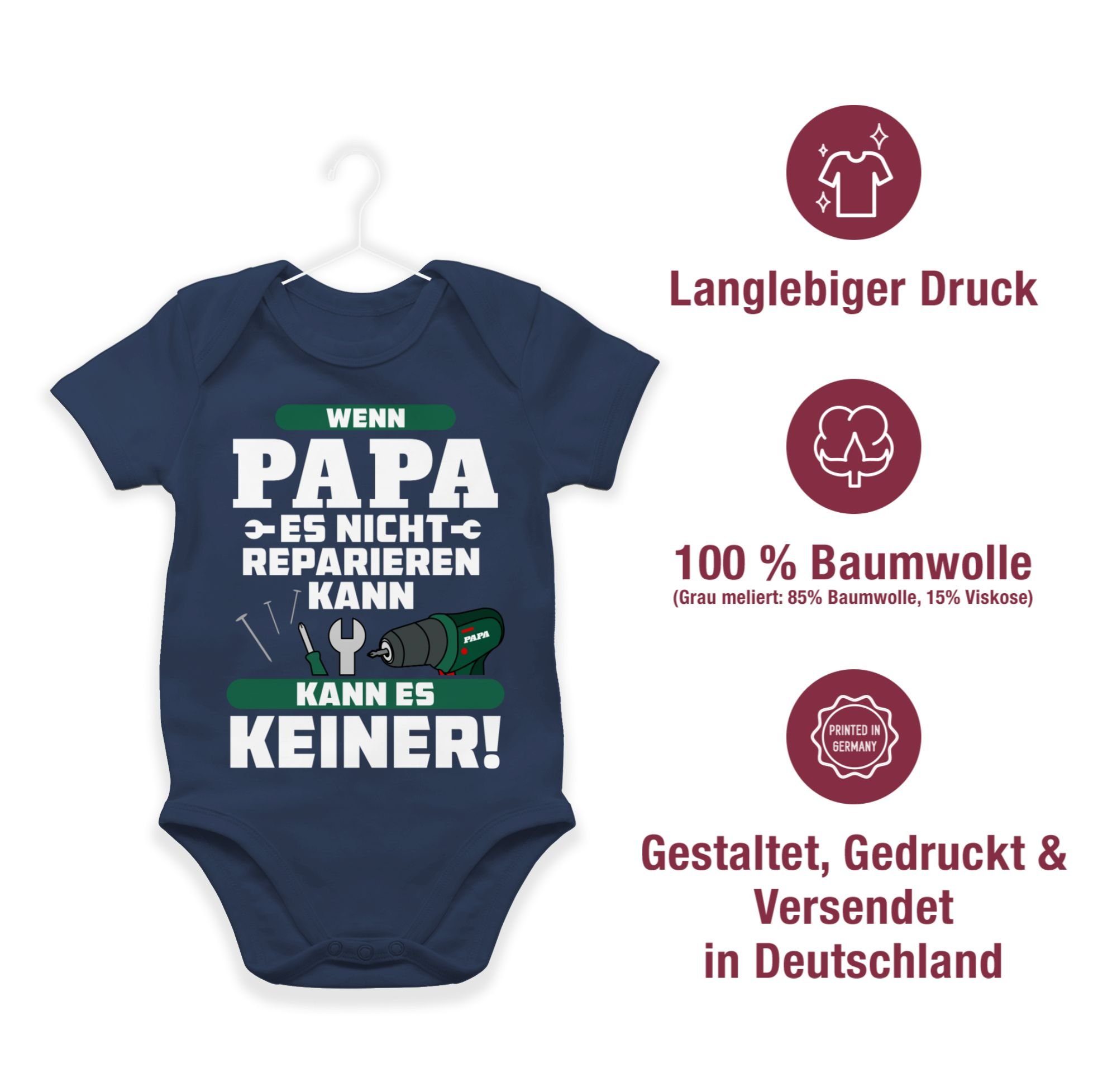 1 kann es Shirtracer Wenn Baby reparieren Shirtbody nicht Vatertag Geschenk Papa kann Navy keiner es Blau