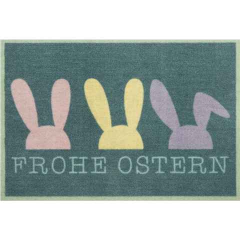 Fußmatte Frohe Ostern, HANSE Home, rechteckig, Höhe: 7 mm, mit Spruch, Festlich, waschbar, Robust, Pflegeleicht, Rutschfest