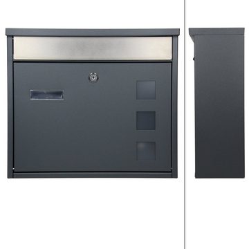 ML-DESIGN Standbriefkasten Wandbriefkasten Postkasten Mailbox, Mit Zeitungsfach Sichtfenster 36x31,5x11,5cm Edelstahl Anthrazit