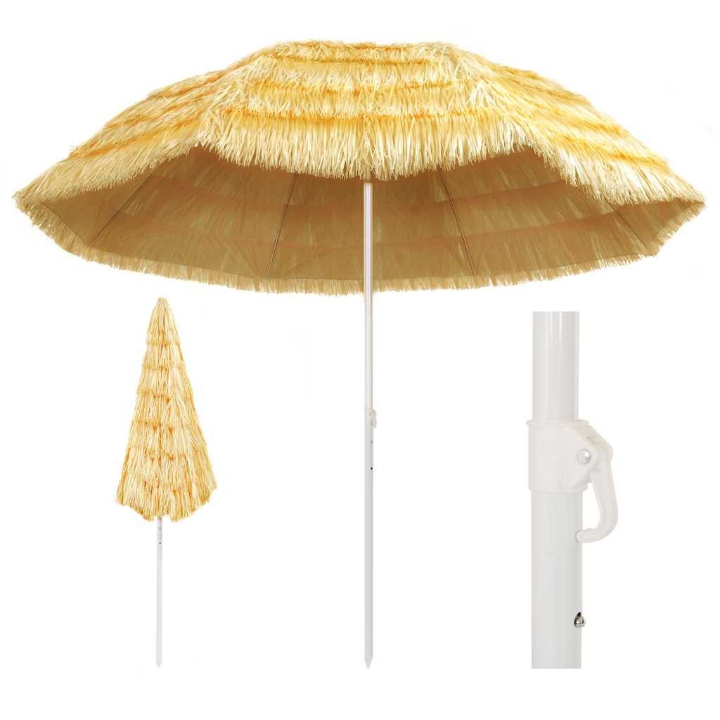 vidaXL Sonnenschirm Strandschirm Natur 300 cm Hawaii-Stil