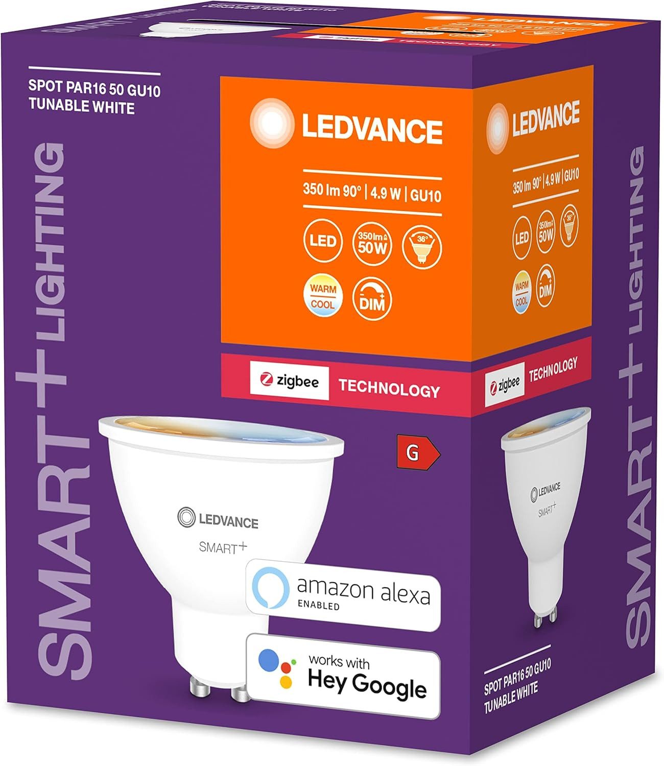 Ledvance LED-Leuchtmittel ZigBee SMART+ LED Lampe, GU10, Warmweiß, Geringer Stromverbrauch von nur 4,9 Watt