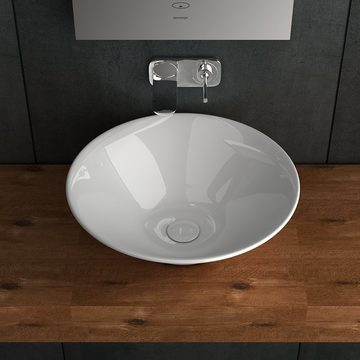 Alpenberger Waschbecken Klein Gäste WC - Aufsatzwaschbecken Rund - Waschschüssel Waschschale (1-tlg., 1-St., Handwaschbecken), pflegeleichte Nano Oberfläche für optimale Hygiene