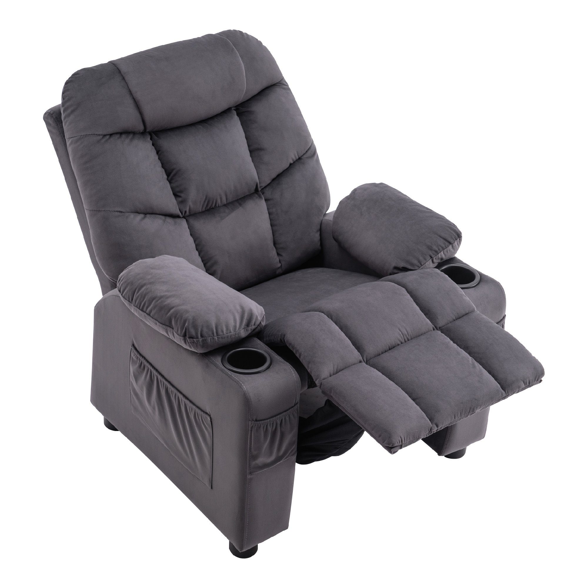 Jugend- 66 72 7355, Kindersessel MCombo Relaxsessel cm, Kindersofa Kinder Kindersofa Kids Liegefunktion mit und Sessel Sessel x MCombo Dunkelgrau und x 87 Jugend-