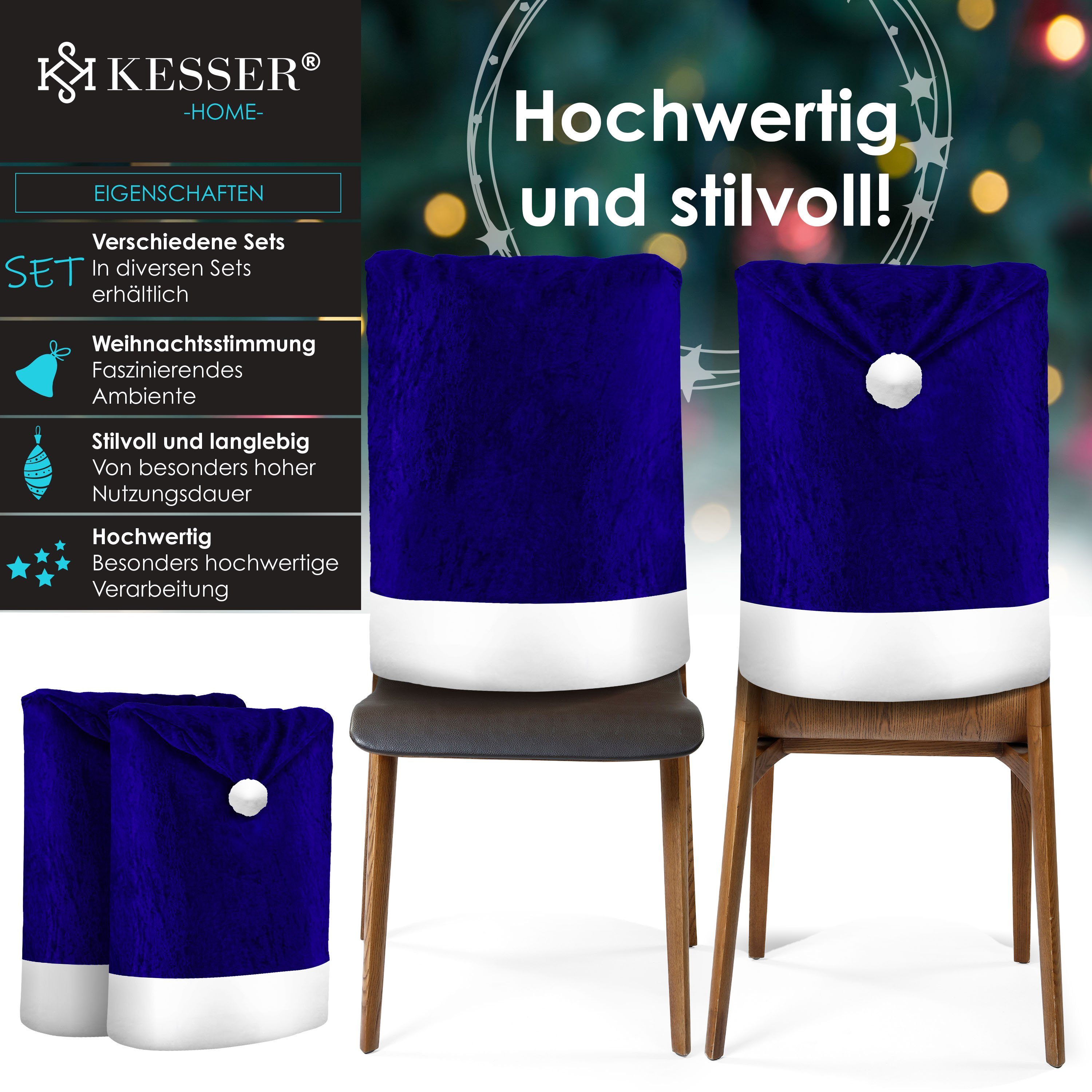 KESSER Weihnachtsfigur, Premium Weihnachtsstuhlüberzug Set Stuhlhussen für Weihnachten