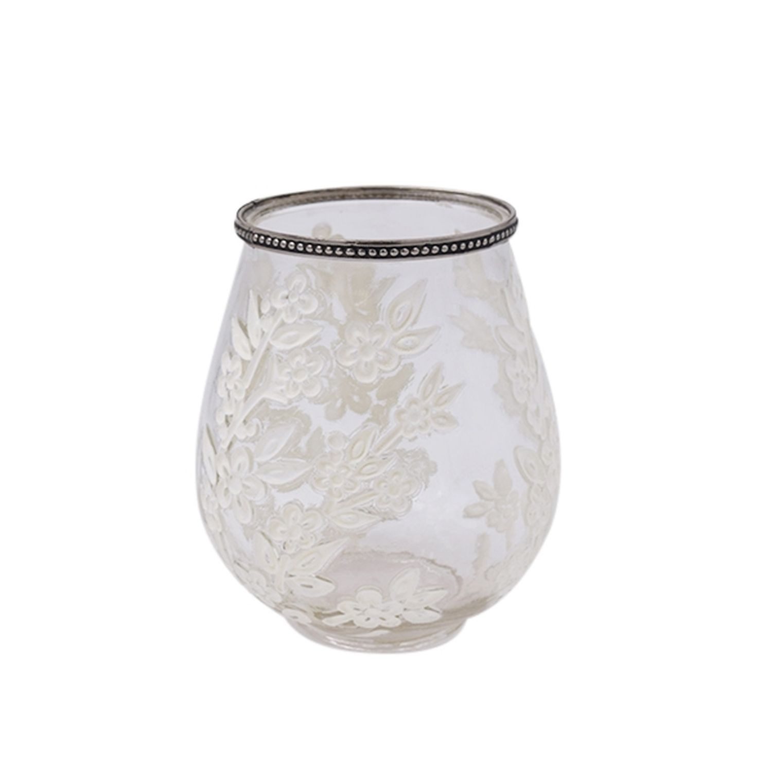 Werner Voß Windlicht Windlicht Sakura - klar/weiß - Glas/Metall - 15,5x18,5 cm