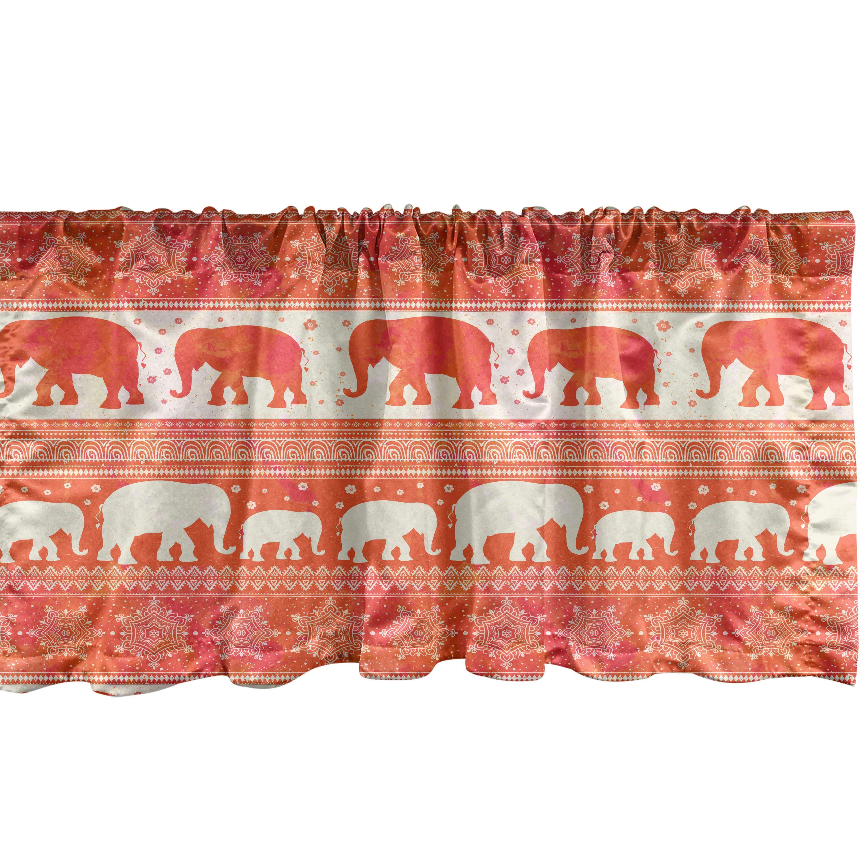 Scheibengardine Vorhang Volant für Küche Schlafzimmer Dekor mit Stangentasche, Abakuhaus, Microfaser, orientalisch Elephants Motive