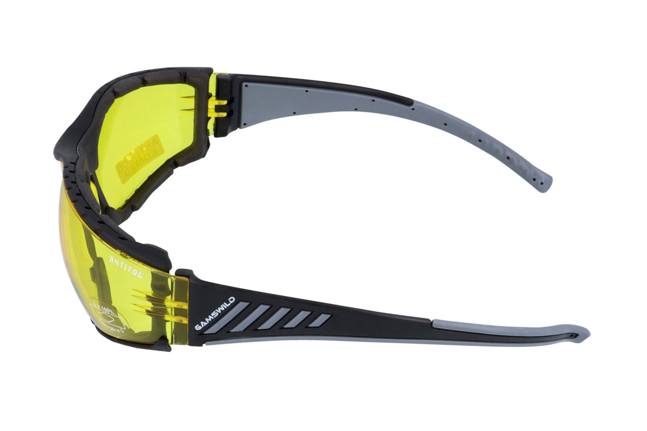 Gamswild Sportbrille UV400 Sonnenbrille Fahrradbrille Skibrille Windschutzclip ANTIFOG, Damen Herren Modell WS7122 in brau, grau, orange, gelb, klar