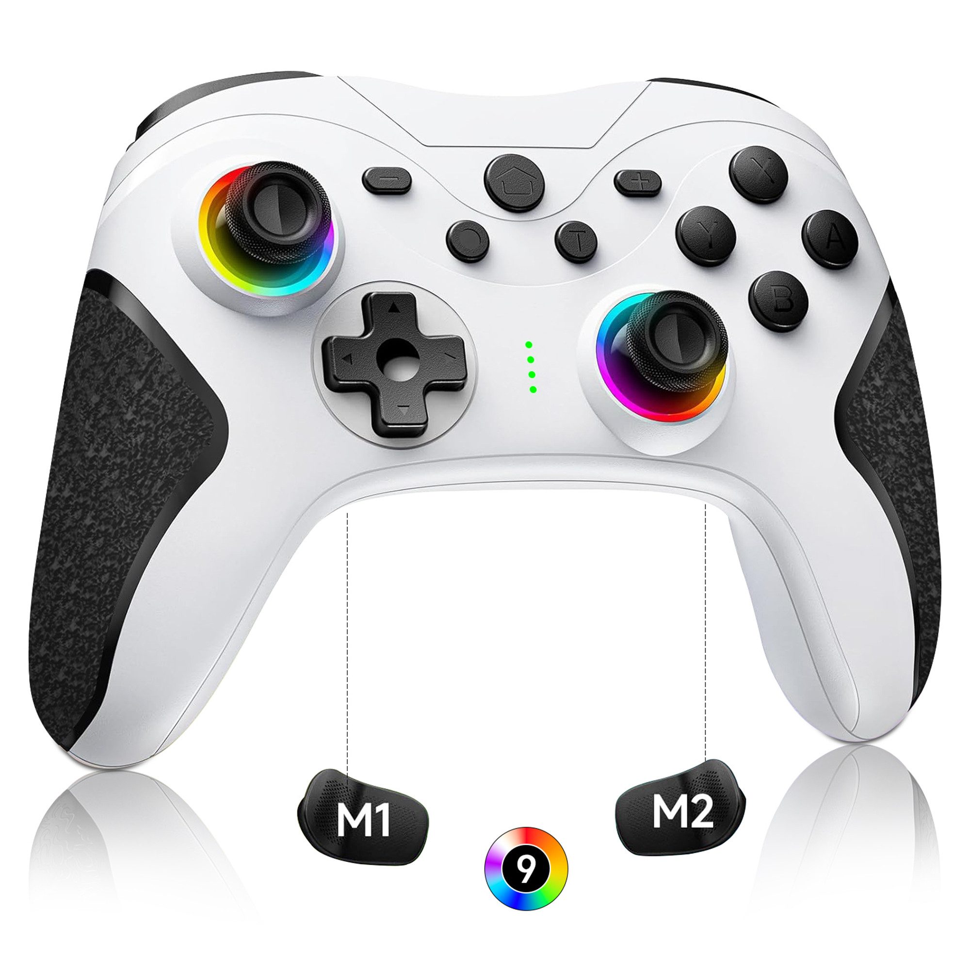 BRAIDOL Gaming Controller,Switch Controller,9 Colors LED Light Controller (1 Set, für Nintendo Switch/Switch Lite/Switch OLED Gamepad, 1000mAh RGB Controller, mit Programmierbare,Turbo,Vibration,6-Achse,Aufwachen)