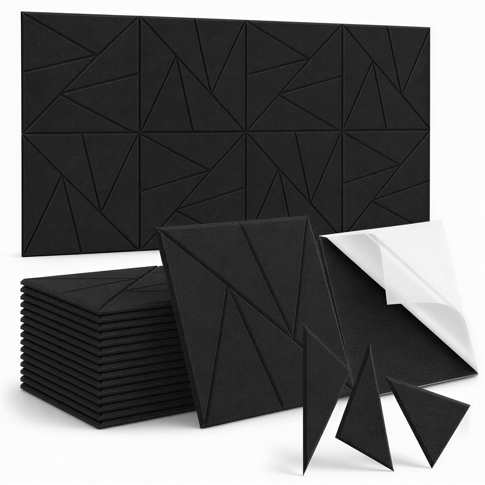 LEMLIT Akustikplatte Selbstklebende Akustikpaneele Quadratische Schallschutz Wand 12 Stück, (12er Set, 12-St., 30x30 cm), Für Schalldämmung Wandverkleidung, Studio Wohnzimmer Homeoffice