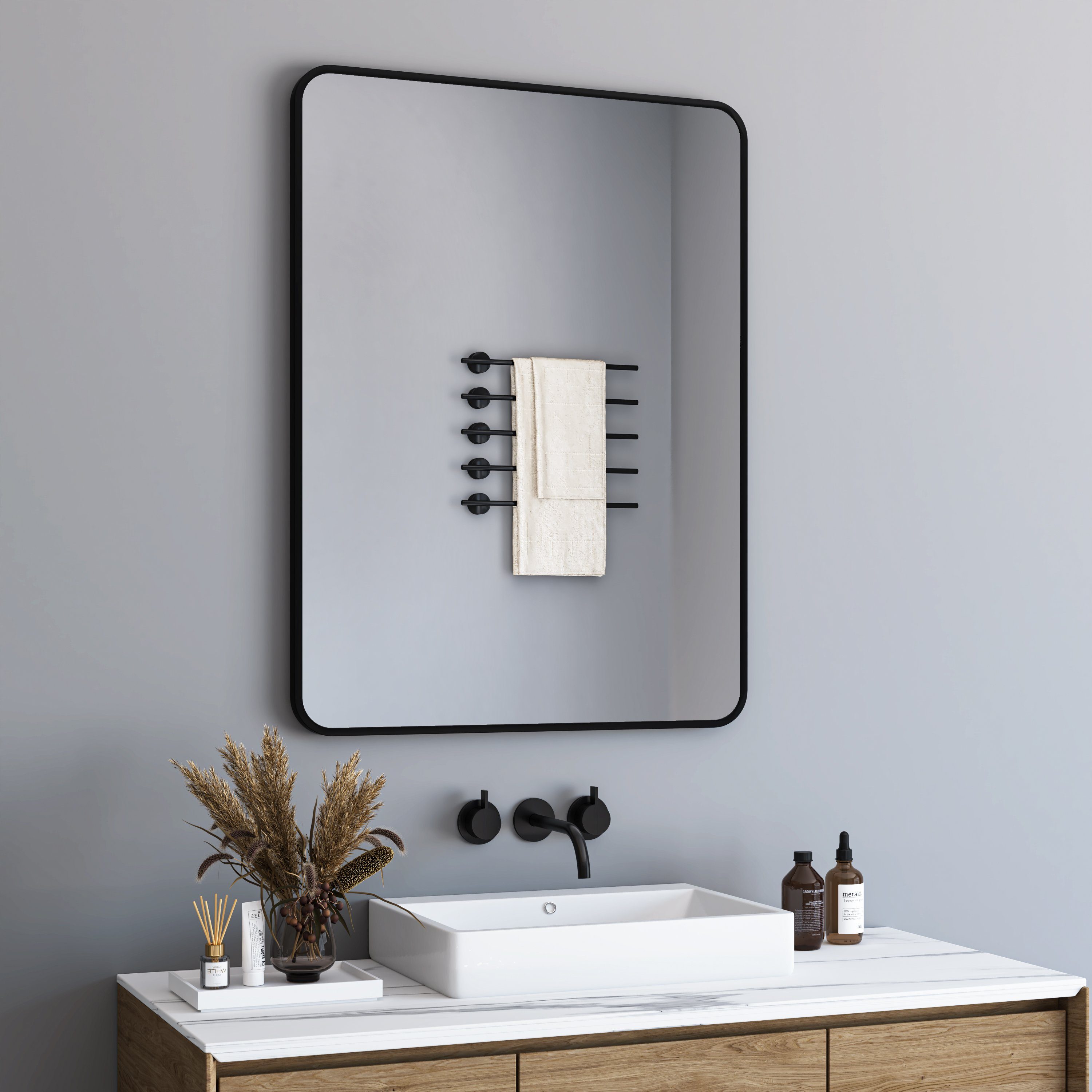 GOEZES Badspiegel Spiegel Schwarz Bad Wand günstig online kaufen