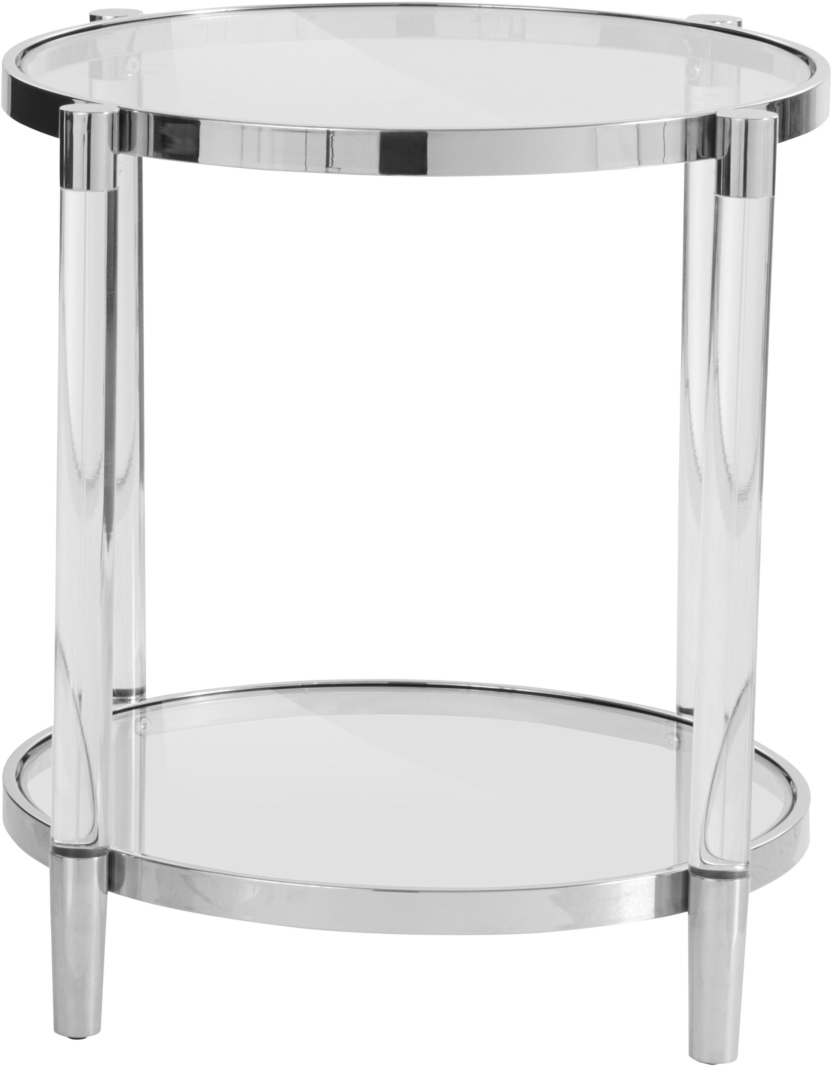 Glastischplatte, silber/glas Beistelltisch 2 Ceadda, einer Metallbeinen 61 cm Breite Leonique in und Farben, mit