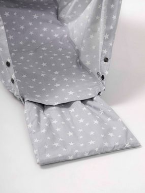 Teppich-Traum Federwippe Baby-Traum Federwiege für Neugeborene, waschbarer Bezug, weiße Sterne grau