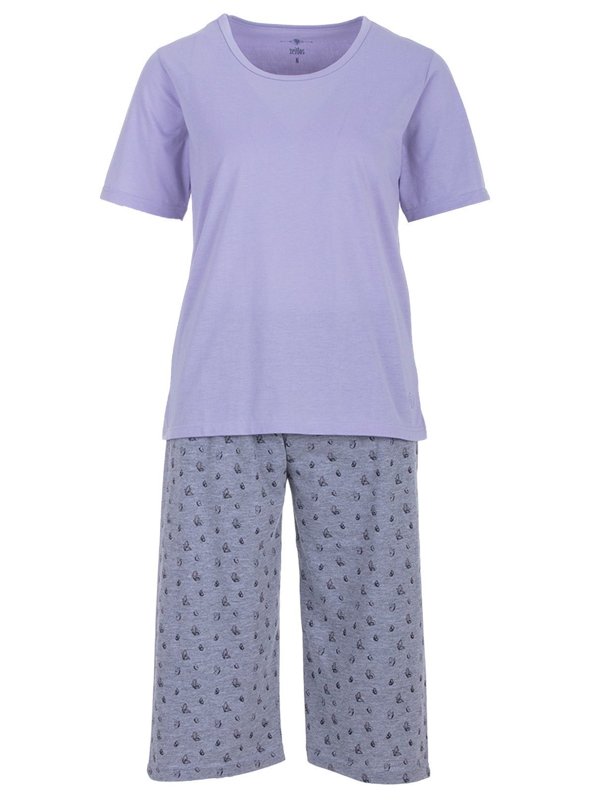 zeitlos Schlafanzug Pyjama Set Capri - Schmetterling flieder