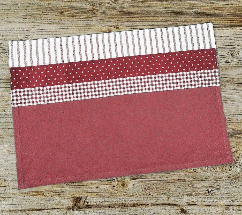 Platzset Tischset Landhaus Premium LINA Mustermix Stoffmix rot 33x48 cm