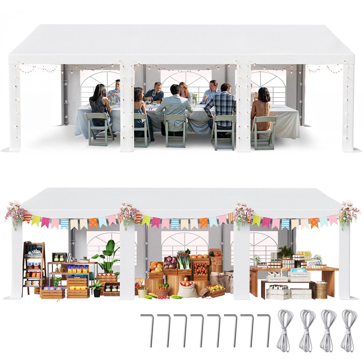 GUNJI Partyzelt Faltpavillon,Pavillon,Gartenpavillon mit 6 Seitenwänden,3*4 günstig online kaufen