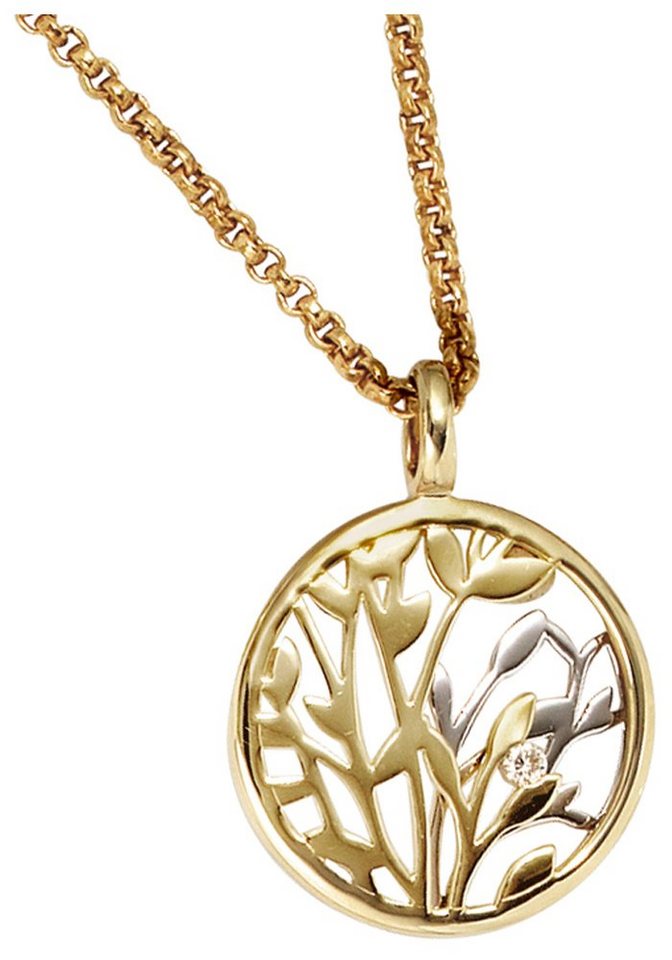 JOBO Runder Anhänger, 585 Gold bicolor ... JOBO Runder Anhänger, 585 Gold bicolor ...